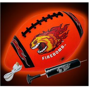 LED Football- Rechargeable Light-Up Football for Nighttime Fun, Rubber Size 7, Orange Sports Ballf or All Ages