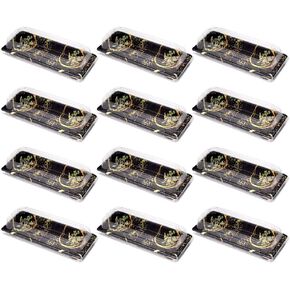 Healeved 20PCS Sushi Trays with Lids Sushi Box Sushi Containers with Lids Sushi Plates Disposable Sushi Packaging Box Sushi Take Out Boxes for Sandwich Swiss Roll Cheese Pastry