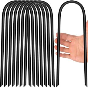 10 inch Trampoline Stakes Heavy Duty Trampoline Parts Wind Stakes U Type Sharp Ends 8pcs Galvanized Steel Ground Anchors for Soccer Goals, Camping Tents and Huge Garden Decoration