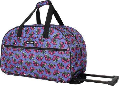Betsey Johnson Designer Carry On Luggage Collection - Lightweight Pattern 22 Inch Duffel Bag- Weekender Overnight Business Travel Suitcase with 2- Rolling Spinner Wheels (Skull Party) in Kuwait