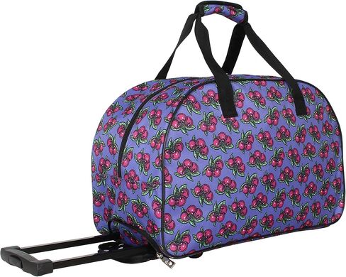 Betsey Johnson Designer Carry On Luggage Collection - Lightweight Pattern 22 Inch Duffel Bag- Weekender Overnight Business Travel Suitcase with 2- Rolling Spinner Wheels (Skull Party) in Kuwait