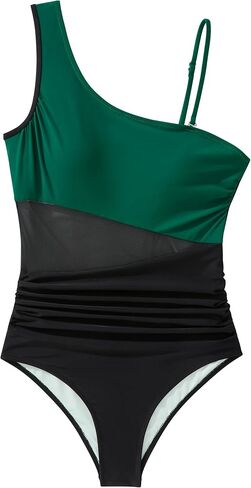 SUUKSESS Women Mesh One Shoulder One Piece Swimsuit Tummy Control Bathing Suit in Saudi Arabia