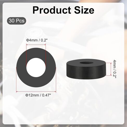 PATIKIL Multi Purpose Rubber Spacer, 30Pcs 7mm ID x 13mm OD x 6mm T Neoprene Round Anti-Vibration Isolation Pads Isolator Rubber Bushings Spacer Washer for HVAC Bolts Car Accessories in Saudi Arabia