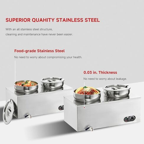 الطعام الدافئ 2 × 7.4QT 86-185 درجة فهرنهايت الحساء التجاري أكثر دفئا ، طاولة البخار محطة كهربائية أكثر دفئا in Kuwait