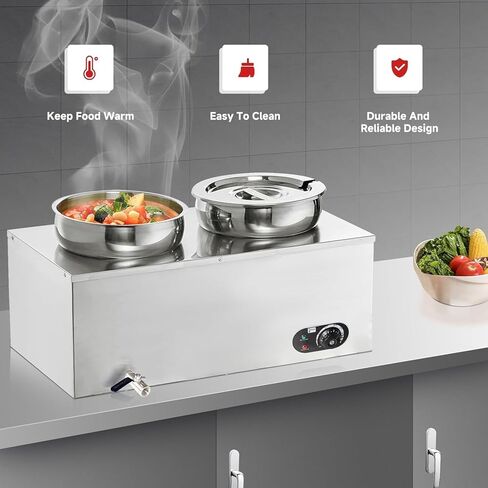 الطعام الدافئ 2 × 7.4QT 86-185 درجة فهرنهايت الحساء التجاري أكثر دفئا ، طاولة البخار محطة كهربائية أكثر دفئا in Kuwait