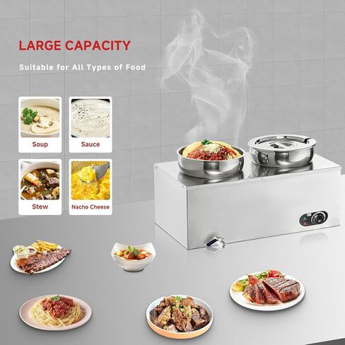 الطعام الدافئ 2 × 7.4QT 86-185 درجة فهرنهايت الحساء التجاري أكثر دفئا ، طاولة البخار محطة كهربائية أكثر دفئا in Kuwait