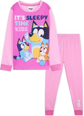 Bluey Girls Long Sleeve Pajama Set, Sleepwear Pajamas For Kids - Gifts For Girls (3-4 Years, Pink/White) in Saudi Arabia