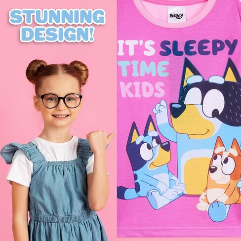Bluey Girls Long Sleeve Pajama Set, Sleepwear Pajamas For Kids - Gifts For Girls (3-4 Years, Pink/White) in Saudi Arabia