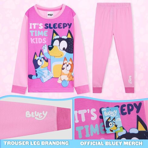 Bluey Girls Long Sleeve Pajama Set, Sleepwear Pajamas For Kids - Gifts For Girls (3-4 Years, Pink/White) in Saudi Arabia