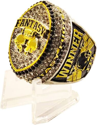 2023 Fantasy Football Championship Ring ثقيلة مع العديد من الأحجار المشرقة (الحجم 11 ، الخاتم والوقوف) in Saudi Arabia