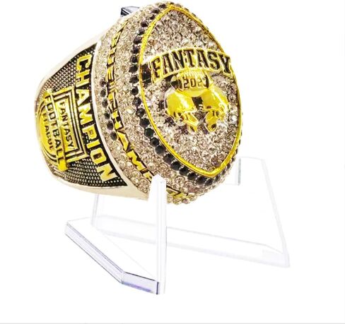 2023 Fantasy Football Championship Ring ثقيلة مع العديد من الأحجار المشرقة (الحجم 11 ، الخاتم والوقوف) in Saudi Arabia