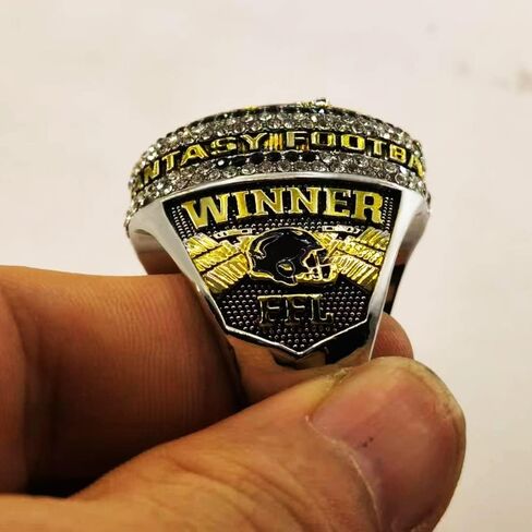 2023 Fantasy Football Championship Ring ثقيلة مع العديد من الأحجار المشرقة (الحجم 11 ، الخاتم والوقوف) in Saudi Arabia