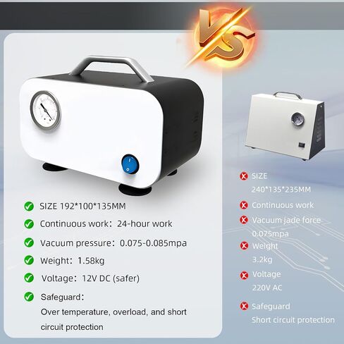 Lab Diaphragm Vacuum Pump VP-10L Portable Mini Oilless Vacuum Pump with Rubber Tube Oil Free 10L/min for Industrial Lab Vacuum Filtration Negative Pressure 110V-220V in Saudi Arabia