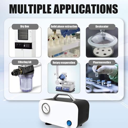Lab Diaphragm Vacuum Pump VP-10L Portable Mini Oilless Vacuum Pump with Rubber Tube Oil Free 10L/min for Industrial Lab Vacuum Filtration Negative Pressure 110V-220V in Saudi Arabia