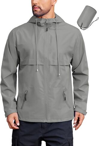 COOFANDY Men's Rain Jacket Waterproof with Hood Packable Rain coat Lightweight Windbreaker for Hiking Golf Outdoor in Saudi Arabia
