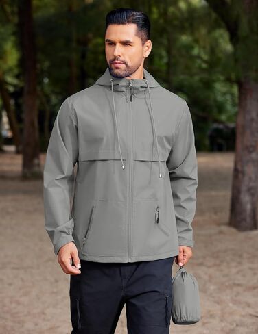 COOFANDY Men's Rain Jacket Waterproof with Hood Packable Rain coat Lightweight Windbreaker for Hiking Golf Outdoor in Saudi Arabia