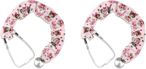 Rose Stethoscope Cover Cat Print Stethoscope Accessories 2 Pack Stethoscope Cover Sleeve Stretchy Stethoscope Protective Cover for Nurses Doctors Valentines Day Gift in Saudi Arabia