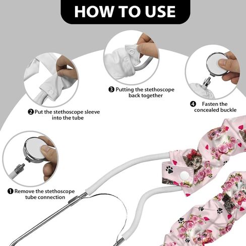 Rose Stethoscope Cover Cat Print Stethoscope Accessories 2 Pack Stethoscope Cover Sleeve Stretchy Stethoscope Protective Cover for Nurses Doctors Valentines Day Gift in Saudi Arabia
