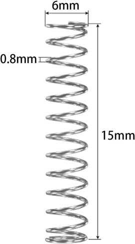 10 أجزاء من الينابيع ضغط الفولاذ المقاوم للصدأ ، قطر السلك 0.8 مم ، 6 مم OD ، طول 15 مم in Kuwait
