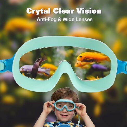 Kids Goggles for Swimming 2 Pack No Leaking Anti-Fog Outer Eye Fit with Wide View UV Protection Crystal Clear Watertight Swim Goggles with nose cover Suitable for Children Youth Boys Girls Age 3 to 15 in Kuwait