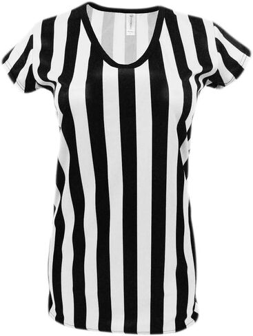 Women's Referee V-Neck Shirt Striped Top Halloween Costume Official Ref Uniform in Saudi Arabia