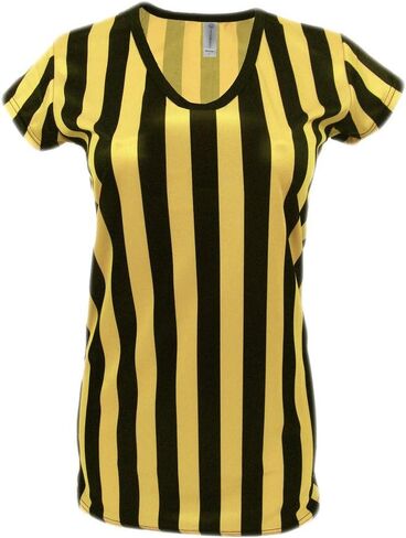 Women's Referee V-Neck Shirt Striped Top Halloween Costume Official Ref Uniform in Saudi Arabia
