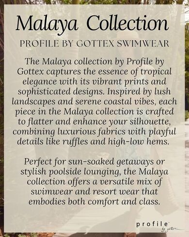 Profile by Gottex Malaya Women’s Teal White Tropical Print Swim Dress with Surplice Neck Ruffle, Soft Cups, and Tummy Control in Kuwait