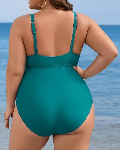 Charmo Scalloped Plus Size Swimsuit Women Tummy Control One Piece Bathing Suits Ruched V Neck Swimwear 2025 in Saudi Arabia