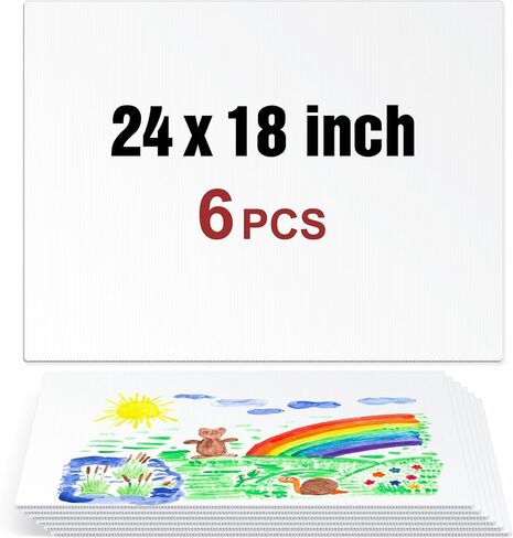 6Pack Poster Board Corrugated Plastic Sheets for Projects Art Crafts Coroplast Sign Blank Board, IKAYAS 18 x 24 Inches White Blank Yard Signs Outdoor Corrugated Plastic Signs in Saudi Arabia