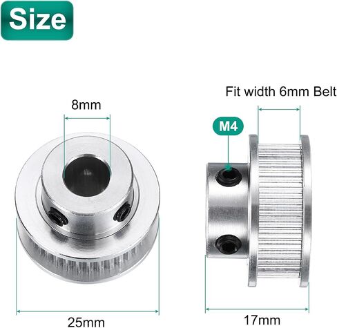 uxcell 4pcs GT-2 36T Pulley Synchronous Wheel 8mm Bore, Aluminum Timing Pulley 36 Teeth, Fit Width 6mm Timing Belt for 3D Printer CNC Machine in Saudi Arabia