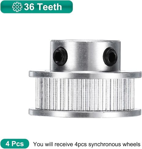 uxcell 4pcs GT-2 36T Pulley Synchronous Wheel 8mm Bore, Aluminum Timing Pulley 36 Teeth, Fit Width 6mm Timing Belt for 3D Printer CNC Machine in Saudi Arabia
