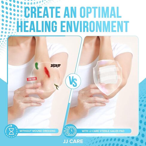 وسادات شاش معقمة من JJ CARE [عبوة من 100]، وسادات شاش 3 × 3، وإسفنجات شاش معقمة، وتضميد جروح شاش للاستعمال مرة واحدة، وسادات شاش معبأة بشكل فردي للإسعافات الأولية in Kuwait