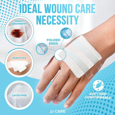 وسادات شاش معقمة من JJ CARE [عبوة من 100]، وسادات شاش 3 × 3، وإسفنجات شاش معقمة، وتضميد جروح شاش للاستعمال مرة واحدة، وسادات شاش معبأة بشكل فردي للإسعافات الأولية in Kuwait