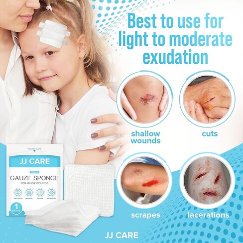 وسادات شاش معقمة من JJ CARE [عبوة من 100]، وسادات شاش 3 × 3، وإسفنجات شاش معقمة، وتضميد جروح شاش للاستعمال مرة واحدة، وسادات شاش معبأة بشكل فردي للإسعافات الأولية in Kuwait