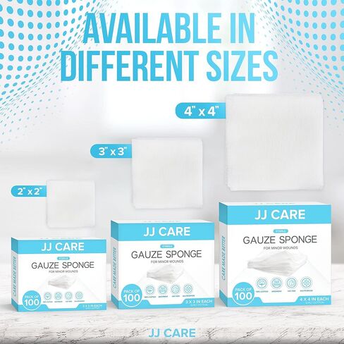 وسادات شاش معقمة من JJ CARE [عبوة من 100]، وسادات شاش 3 × 3، وإسفنجات شاش معقمة، وتضميد جروح شاش للاستعمال مرة واحدة، وسادات شاش معبأة بشكل فردي للإسعافات الأولية in Kuwait