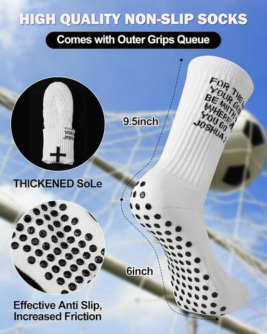 Geyoga 2 Pair Grip Cross Sock Cross Faith Sports Socks for Men Women Grip Christian Socks Bible Socks for Sports Football Basketball Tennis Gym in Saudi Arabia