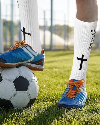 Geyoga 2 Pair Grip Cross Sock Cross Faith Sports Socks for Men Women Grip Christian Socks Bible Socks for Sports Football Basketball Tennis Gym in Saudi Arabia