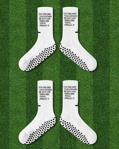 Geyoga 2 Pair Grip Cross Sock Cross Faith Sports Socks for Men Women Grip Christian Socks Bible Socks for Sports Football Basketball Tennis Gym in Saudi Arabia