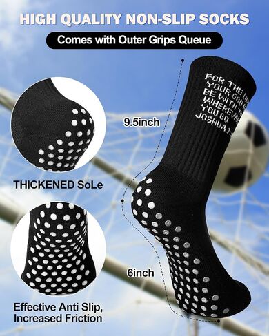Geyoga 2 Pair Grip Cross Sock Cross Faith Sports Socks for Men Women Grip Christian Socks Bible Socks for Sports Football Basketball Tennis Gym in Saudi Arabia