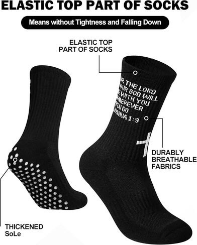 Geyoga 2 Pair Grip Cross Sock Cross Faith Sports Socks for Men Women Grip Christian Socks Bible Socks for Sports Football Basketball Tennis Gym in Saudi Arabia