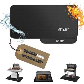 Grill mats for Outdoor Grill 48 x 30, Grill matt for Outdoor Grill Deck Protector,Under Grill mats for Outdoor Grill. Indoor Fireplace Mat. BBQ Gifts.
