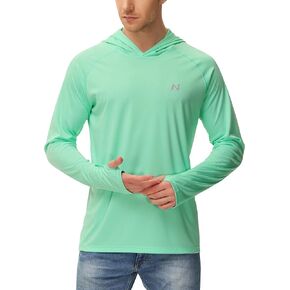 isnowood Sun Shirt UPF 50+ Men's Fishing Long Sleeve UV Protection Hoodie Hiking Rash Guard Swimming Running