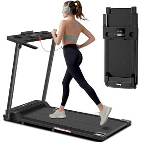 Portable Treadmill, Foldable Treadmills for Home, Small Folding Treadmill for Home Office with 300 LBS Capacity, Walking Running Exercise Electric Compact Treadmill with LED Display