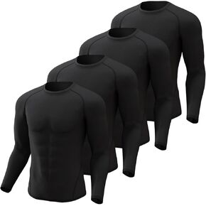 CL convallaria 4 Pack Compression Shirt Men Long Short Sleeve Cooling Dry Athletic Rash Guard T Shirt for Sports