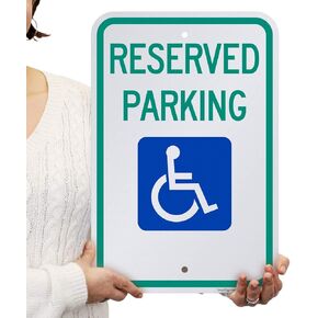 SmartSign Basics Reserved Parking Federal Handicap Parking Sign | 12" x 18" Engineer Grade Reflective ACM, Made in USA