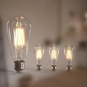 Edison Bulbs 6W E26 LED Bulb 60 Watt Equivalent, Vintage LED Light Bulbs CRI90+ ST19, Dimmable Clear Light Bulbs, 2700K Soft Warm White 4 Pack