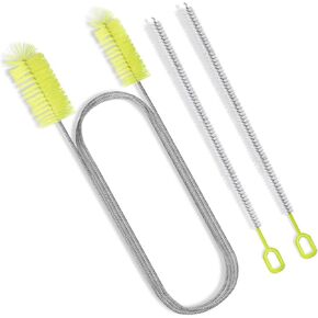 Flexible Drain Brush, Double Ended Elastic Hose Drain Snake Pipe Cleaner Brush 66 Inch Long and 2 Pack 12 Inch Straw Cleaning Brush