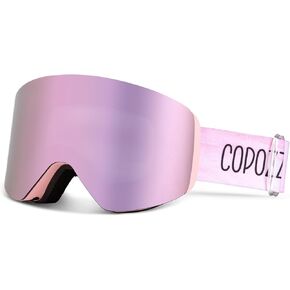 COPOZZ F3 Ski Goggles, Frameless OTG Magnetic Snow Goggles, Anti Fog UV 400, Snowboard Goggles for Adult Men Women Youth