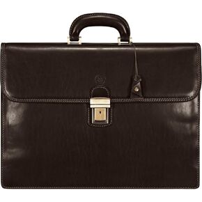 Maxwell Scott - Mens Luxury Leather 16" 17" Laptop Business Briefcase and Shoulder Strap - The Paolo Large