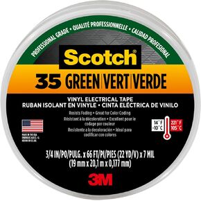 3M Scotch 35 Green Vinyl Electrical Color Coding Tape – 0.75 in x 66 ft, 3 in Core – Premium Insulation, Flame Retardant, Weather Resistant – Ideal for Phase Identification and Safety Marking in Kuwait